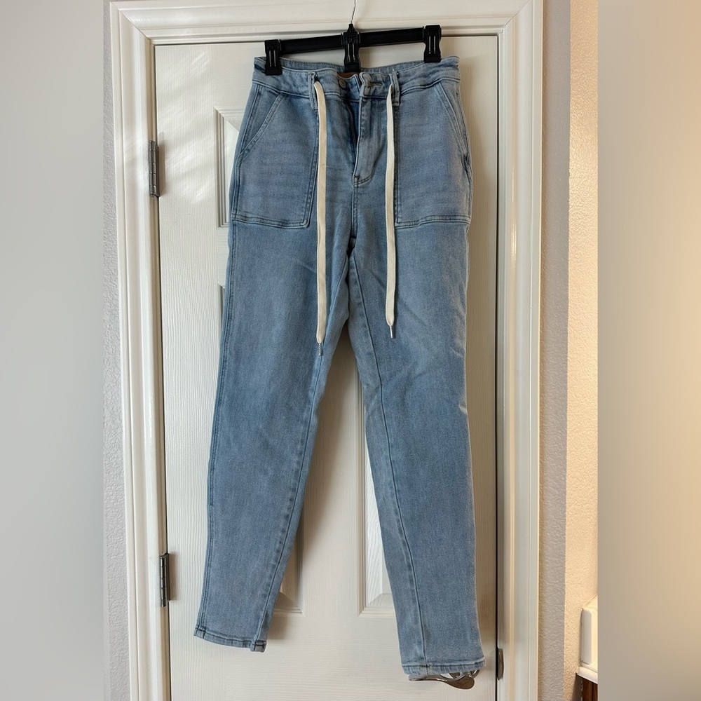 Judy Blue Light Wash Denim Joggers with Drawstring